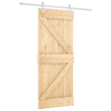 vidaXL Συρόμενη Πόρτα Φυσικό και Λευκό 85 x 210 cm