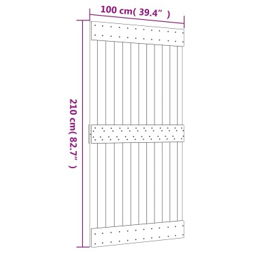 vidaXL Συρόμενη Πόρτα 100 x 210 cm Συμπαγές Ξύλο Πεύκου (Ακατέργαστο)