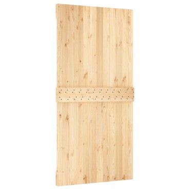 vidaXL Συρόμενη Πόρτα 100 x 210 cm Συμπαγές Ξύλο Πεύκου (Ακατέργαστο)