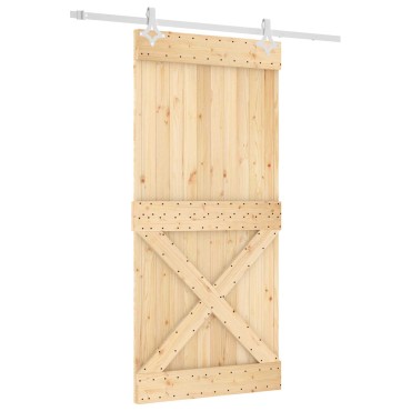 vidaXL Συρόμενη Πόρτα Φυσικό και Λευκό 95 x 210 cm