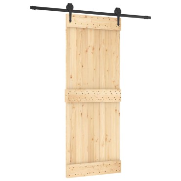 vidaXL Συρόμενη Πόρτα Φυσικό και Μαύρο 80 x 210 cm