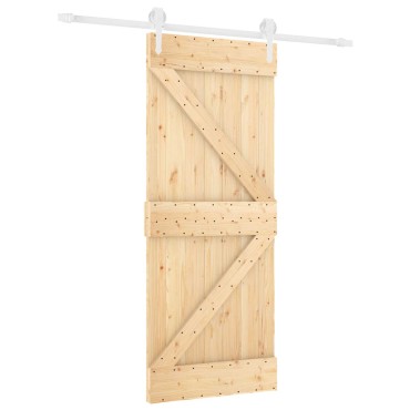 vidaXL Συρόμενη Πόρτα Φυσικό και Λευκό 85 x 210 cm