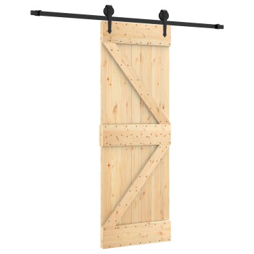 vidaXL Συρόμενη Πόρτα Φυσικό και Μαύρο 70 x 210 cm