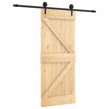 vidaXL Συρόμενη Πόρτα Φυσικό και Μαύρο 85 x 210 cm