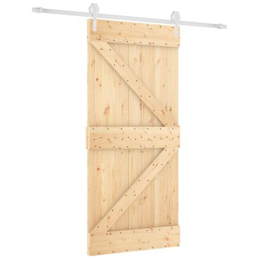 vidaXL Συρόμενη Πόρτα Φυσικό και Λευκό 95 x 210 cm