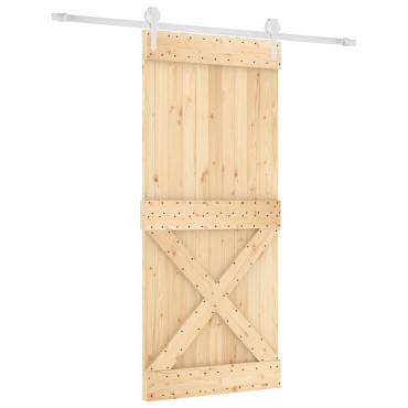 vidaXL Συρόμενη Πόρτα Φυσικό και Λευκό 90 x 210 cm