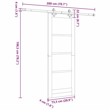 vidaXL Συρόμενη Πόρτα 73,5 x 198,5 εκ. Μασίφ ξύλο πεύκου και γυαλί