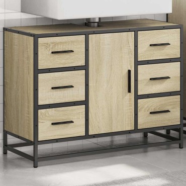 vidaXL Ντουλάπι Μπάνιου Νιπτήρα Sonoma Δρυς 80x33x60cm Επεξ. Ξύλο