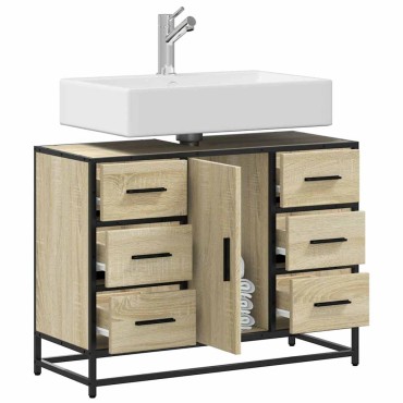 vidaXL Ντουλάπι Μπάνιου Νιπτήρα Sonoma Δρυς 80x33x60cm Επεξ. Ξύλο