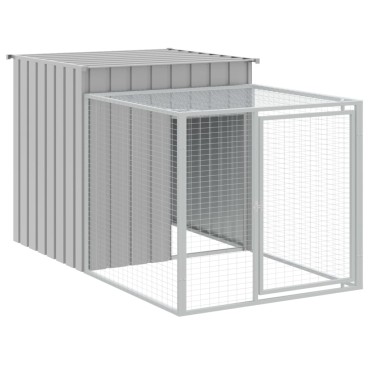 vidaXL Κοτέτσι με Περίβολο Αν. Γκρι 110x405x110 εκ. Γαλβαν. Χάλυβας