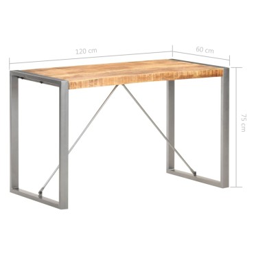 vidaXL Τραπεζαρία 120x60x75cm από Μασίφ Ακατέργαστο Ξύλο Μάνγκο 1 τεμ.