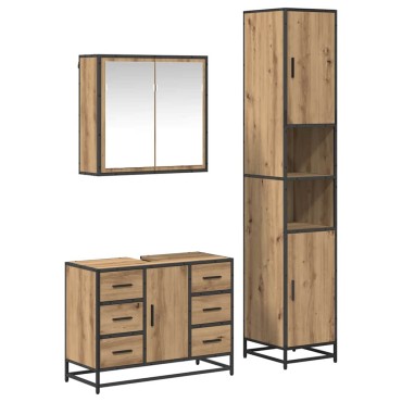 vidaXL Σετ Επίπλων Μπάνιου 3 τεμ. Artisan Oak 80x33x60 εκ