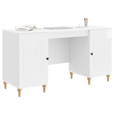 vidaXL Γραφείο Λαμπερό Λευκό 142,5x50x75cm Επεξεργασμένο Ξύλο 1 τεμ.