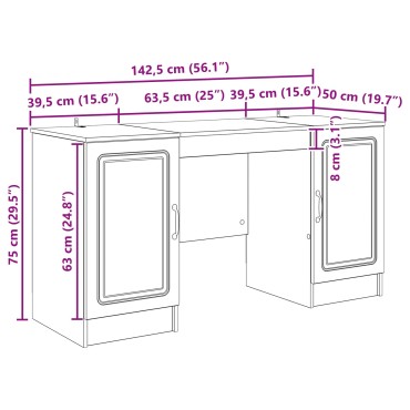 vidaXL Γραφείο Καπνισμένο Ξύλο Δρυός 142,5x50x75cm 1 τεμ.
