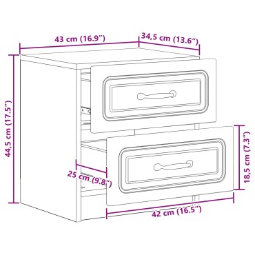 vidaXL Κομοδίνο Καπνισμένο Ξύλο Δρυός 43x34,5x44,5 εκ 1 τεμ.