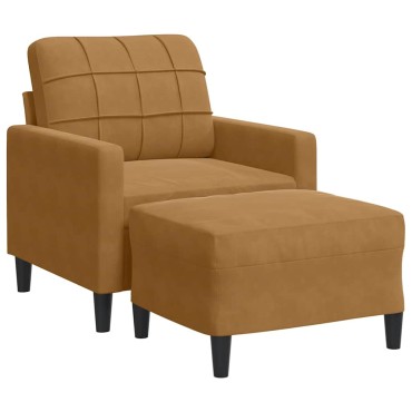 vidaXL Πολυθρόνα Καφέ Βελούδινη με Υποπόδιο 77x77x80cm 1 τεμ. Γωνιακός