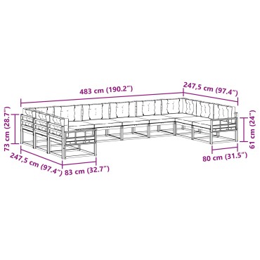 vidaXL Σειρά Καναπέ Εξωτερικού 10 τμχ. Λευκό και Κρεμ