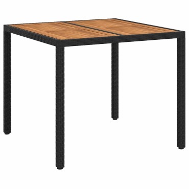 vidaXL Τραπέζι Κήπου Μαύρο 90x90x75cm συνθετικό ρατάν 1 τεμ.