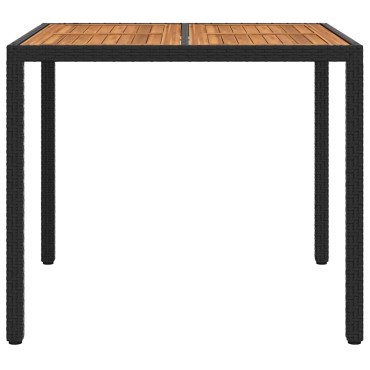 vidaXL Τραπέζι Κήπου Μαύρο 90x90x75cm συνθετικό ρατάν 1 τεμ.