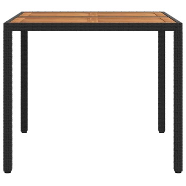 vidaXL Τραπέζι Κήπου Μαύρο 90x90x75cm συνθετικό ρατάν 1 τεμ.