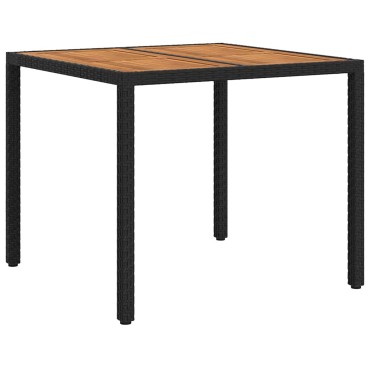 vidaXL Τραπέζι Κήπου Μαύρο 90x90x75cm συνθετικό ρατάν 1 τεμ.
