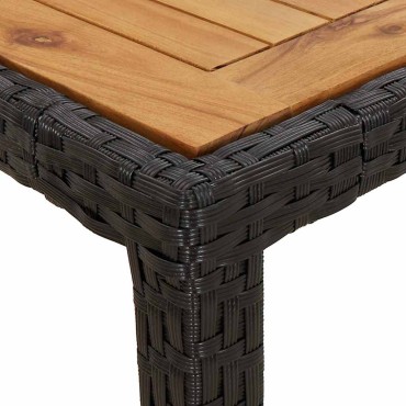 vidaXL Τραπέζι Κήπου Μαύρο 90x90x75cm συνθετικό ρατάν 1 τεμ.