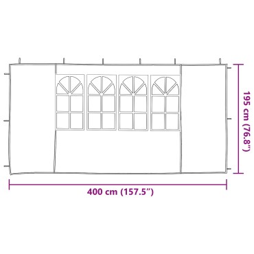 vidaXL Πλευρική Σκηνής Πάρτι 2 τεμ. 400 x 195 εκ. Λευκό
