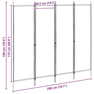 vidaXL 4-Πίνακας Διαχωριστικός Μπεζ 200x180cm Ύφασμα