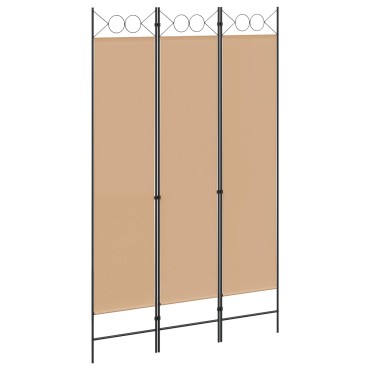 vidaXL 3-Panel Room Divider Μπεζ 120x200cm Ύφασμα