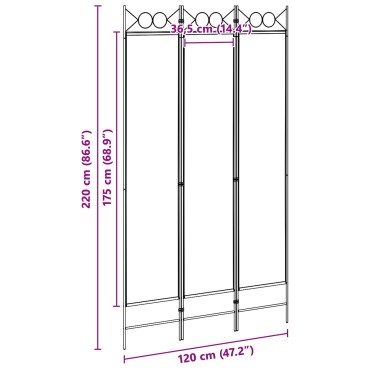 vidaXL 3-Panel Room Divider Μπεζ 120x220cm Ύφασμα