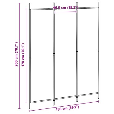 vidaXL 3-Panel Room Divider Μπεζ 150x200cm Ύφασμα