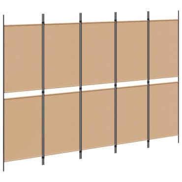vidaXL 5-Panel Room Divider Μπεζ 250x180cm Ύφασμα