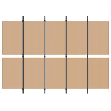 vidaXL 5-Panel Room Divider Μπεζ 250x180cm Ύφασμα
