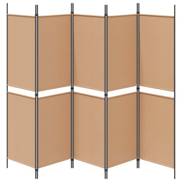 vidaXL 5-Panel Room Divider Μπεζ 250x180cm Ύφασμα