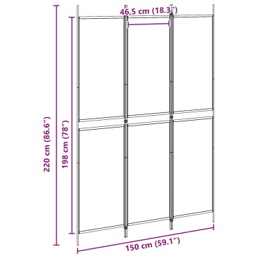 vidaXL 3-Panel Room Divider Μπεζ 150x220cm Ύφασμα