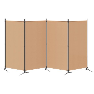 vidaXL 4-Πίνακας Διαχωριστικός Μπεζ 346x180cm Ύφασμα