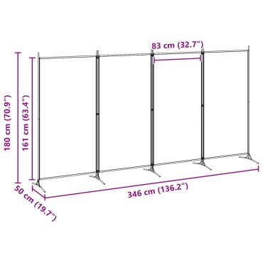 vidaXL 4-Πίνακας Διαχωριστικός Μπεζ 346x180cm Ύφασμα