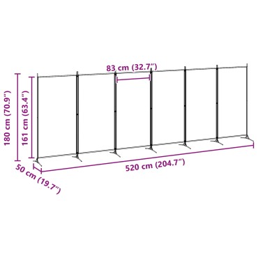 vidaXL Διαχωριστικό Δωματίου 6-Πάνελ Μπεζ 520x180cm Ύφασμα 1 τεμ.
