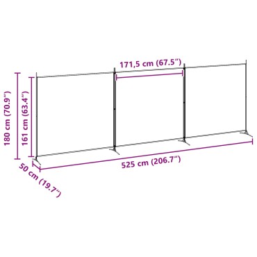 vidaXL 4-Πίνακας Διαχωριστικός Μπεζ 525x180cm Ύφασμα