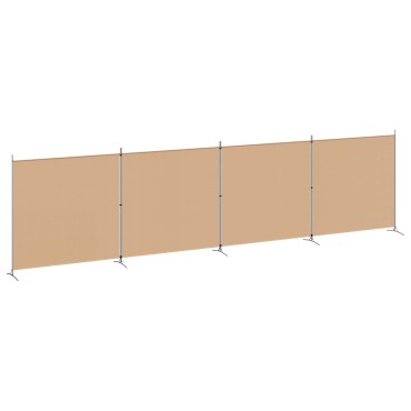 vidaXL 4-Πίνακας Διαχωριστικός Μπεζ 698x180cm Ύφασμα