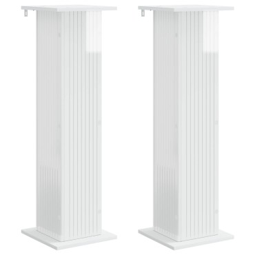 vidaXL Βάση φυτών 2 τμχ. Γυαλιστερό Λευκό 30,5 x 30 x 100,5 εκ