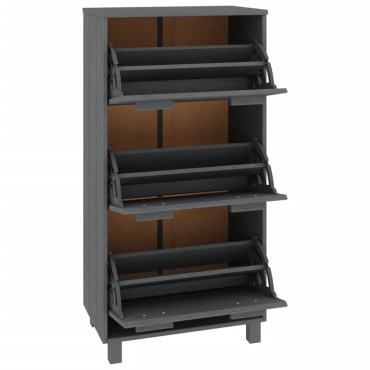 vidaXL Παπουτσοθήκη HAMAR Σκ. Γκρι 59,5x35x117cm Μασίφ Ξύλο Πεύκου