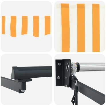 vidaXL Αναδιπλούμενη τέντα Κίτρινο και Λευκό 4 x 2 m