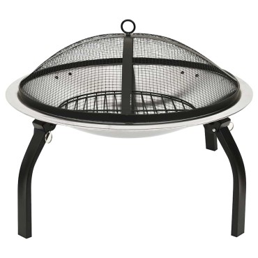 vidaXL Τζάκι Εξωτ. Χώρου/Ψησταριά 56x56x49 εκ. Αν. Ατσάλι & Σκαλιστήρι