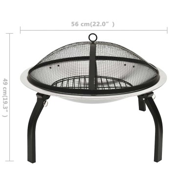 vidaXL Τζάκι Εξωτ. Χώρου/Ψησταριά 56x56x49 εκ. Αν. Ατσάλι & Σκαλιστήρι