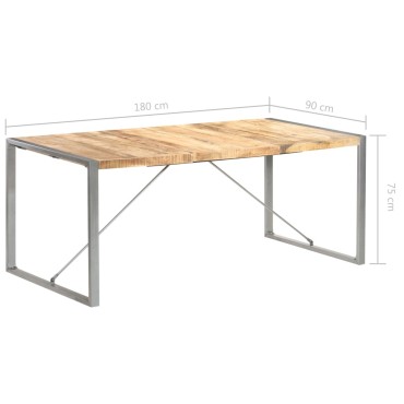 vidaXL Τραπεζαρία 180x90x75cm από Μασίφ Ακατέργαστο Ξύλο Μάνγκο 1 τεμ.