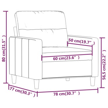 vidaXL Πολυθρόνα Σκούρο Γκρι Υφασμάτινη 78x77x80cm 1 τεμ. Γωνιακός