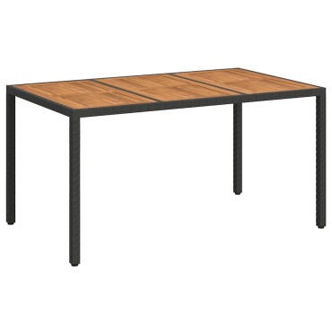 vidaXL Τραπέζι Κήπου Μαύρο 150x90x75cm συνθετικό ρατάν 1 τεμ.