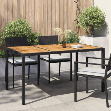 vidaXL Τραπέζι Κήπου Μαύρο 150x90x75cm συνθετικό ρατάν 1 τεμ.