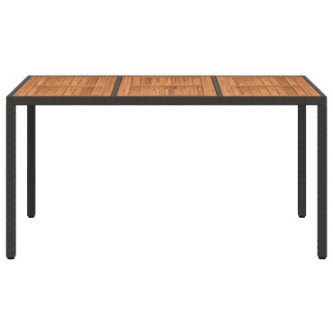 vidaXL Τραπέζι Κήπου Μαύρο 150x90x75cm συνθετικό ρατάν 1 τεμ.